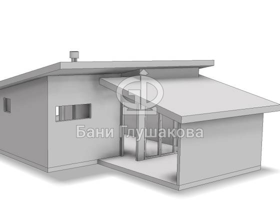 Баня «Суоми» 6х8 с закрытой террасой