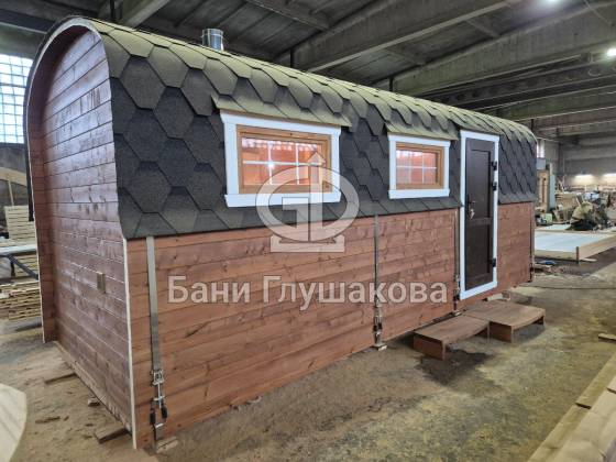 Баня «Буханочка» из бочковой термодоски 5х6